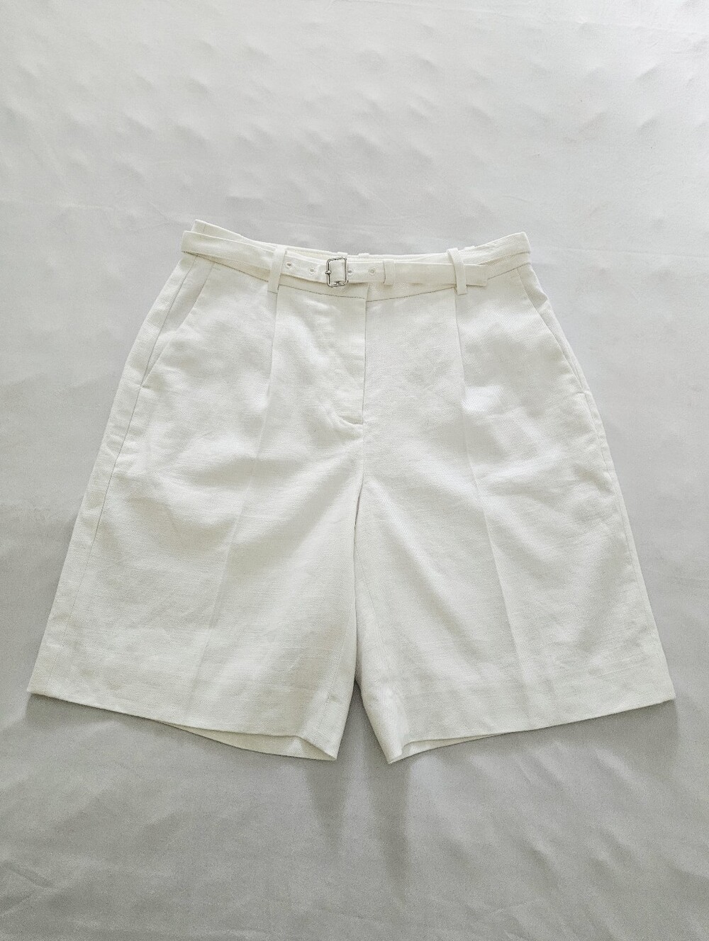 J. Crew Pleated 9" Trouser Shorts White Linen Blend Belted 4 NWT - Picture 3 of 12